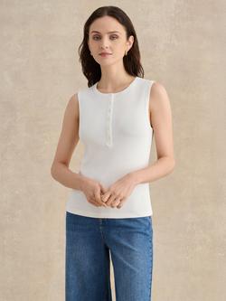 Hobbs Gaia Ribbed Vest Top, Ivory, Ivory