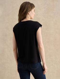 Hobbs Hayley Ponte Button Top, Black - view 2, Black