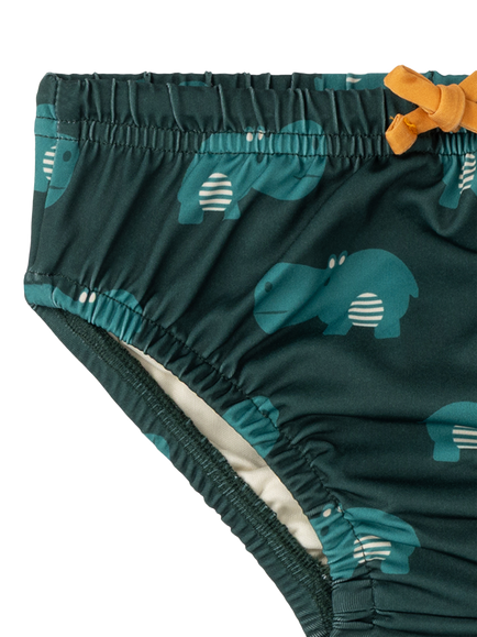 Little Green Radicals Baby Happy Hippos Reusable Swimming Nappy, Green - view 2, Green