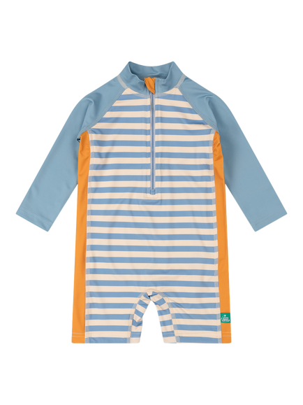 Little Green Radicals Baby Striped Sunsafe Sunsuit, Blue, Blue