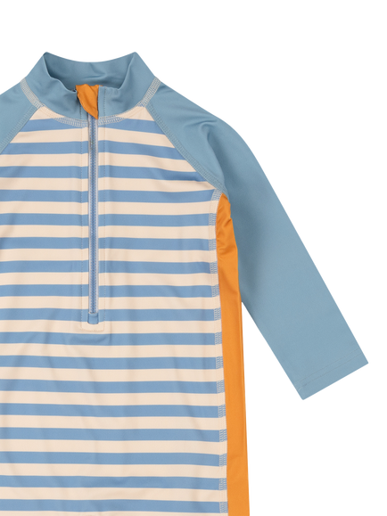 Little Green Radicals Baby Striped Sunsafe Sunsuit, Blue - view 2, Blue