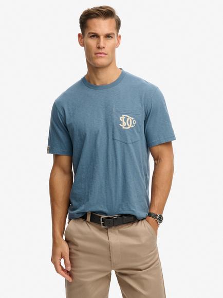 Superdry Merchant Store Collection Graphic Pocket Cotton Loose Fit T-Shirt, Dry Slate Blue, Dry Slate Blue