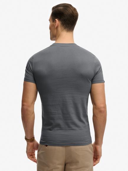 Superdry Essential Company Logo Embroidered Cotton Slim Fit T-Shirt - view 2, Stormy Blue