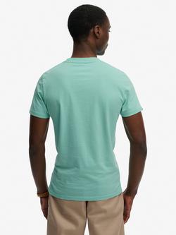 Superdry Essential Serif Logo Embroidered Cotton Slim Fit T-Shirt, Spearmint Green - view 2, Spearmint Green