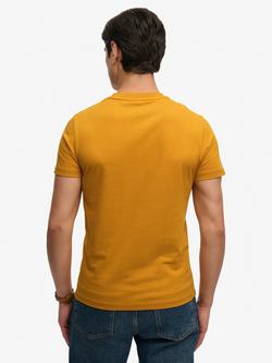 Superdry Essential Company Logo Embroidered Cotton Slim Fit T-Shirt - view 2, Ochre Brown