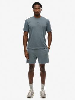 Superdry Micro Logo Cotton Blend Shorts, Stormy Weather Blue, Stormy Weather Blue