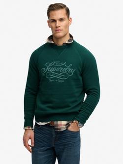 Superdry The Merchant Store Vintage Print Loose Fit Sweatshirt, Varsity Green, Varsity Green