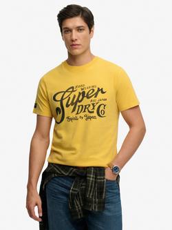 Superdry Industry Worker Relaxed T-Shirt, Eclipse Navy, Daffodil Yellow