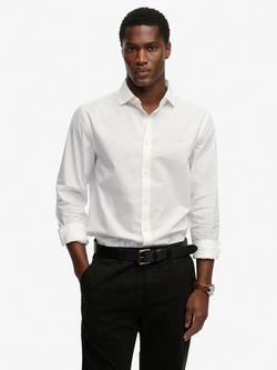 Superdry Cut Away Poplin Cotton Relaxed Fit Long Sleeve Shirt, Optic, Optic