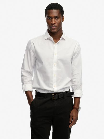 Superdry Cut Away Poplin Cotton Relaxed Fit Long Sleeve Shirt, Optic, Optic