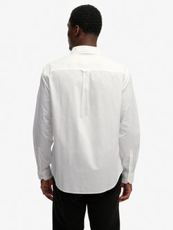 Superdry Cut Away Poplin Cotton Relaxed Fit Long Sleeve Shirt, Optic - view 2, Optic