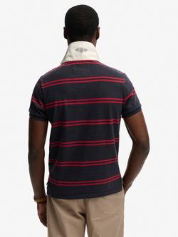 Superdry Double Emblem Jersey Short Sleeve Rugby Polo Top, Navy - view 2, Navy