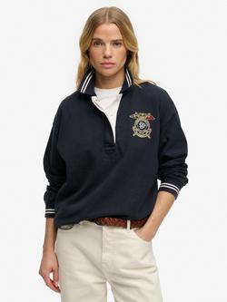 Superdry Crest Rugby Top, Eclipse Navy