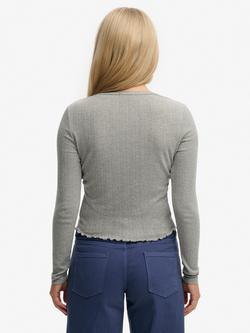 Superdry Athletic Essential Pointelle Cardigan - view 2, Grey Marl
