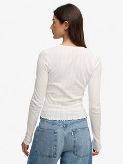 Superdry Athletic Essential Pointelle Cardigan - view 2, Off White