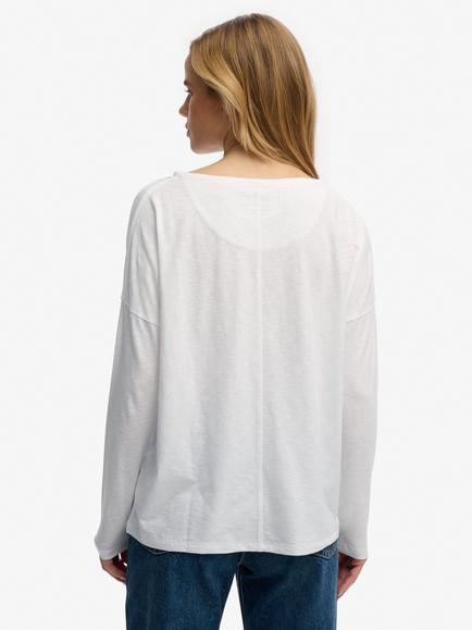 Superdry Studios Boat Neck Slub Long Sleeve Top - view 2, Optic