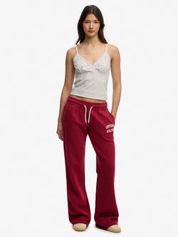 Superdry Athletic Essentials Low Rise Flare Joggers, Bordeaux Red, Bordeaux Red