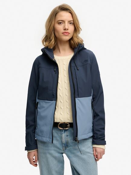 Superdry Hooded Colour Block Trekker Jacket, Navy/Tidal Blue, Navy/Tidal Blue