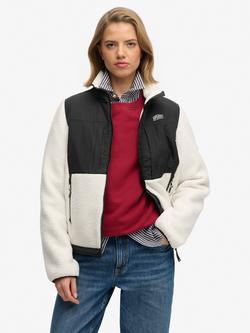 Superdry Polar Fleece Hybrid Trekker Jacket, Off White, Off White