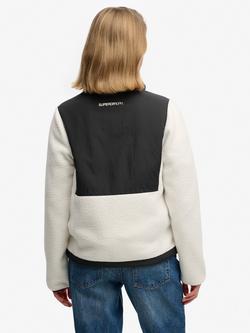 Superdry Polar Fleece Hybrid Trekker Jacket, Off White - view 2, Off White