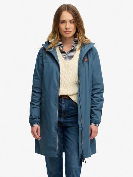 Superdry Longline Tri Coloured Windbreaker Jacket, Dry Slate Blue