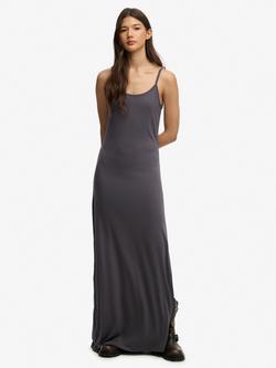 Superdry Jersey Cami Maxi Dress containing LENZING™ ECOVERO™ Viscose, Charcoal, Charcoal