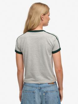 Superdry Athletic Essentials Graphic Ringer T-Shirt, Grey Marl - view 2, Grey Marl