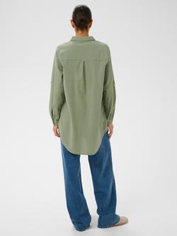 KAFFE Naya Roll Tab Sleeve Longline Shirt, Sea Spray - view 2, Sea Spray