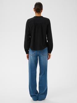 KAFFE Anaya Balloon Sleeve Cotton Shirt, Black Deep - view 2, Black Deep