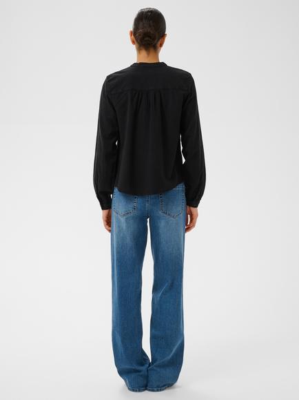KAFFE Anaya Balloon Sleeve Cotton Shirt, Black Deep - view 2, Black Deep