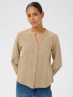 KAFFE Naya Long Sleeve Cotton Shirt, Classic Sand, Classic Sand