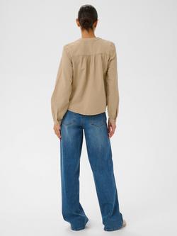 KAFFE Naya Long Sleeve Cotton Shirt, Classic Sand - view 2, Classic Sand