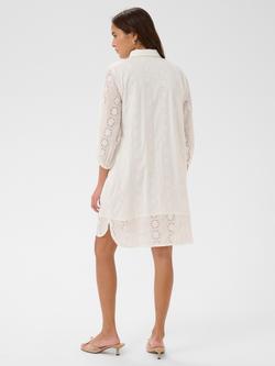 KAFFE Adona Embroidered Knee Length Shirt Dress - view 2, Chalk