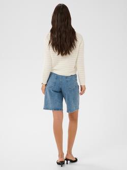 KAFFE Vallis Mid Rise Denim Shorts, Washed Blue - view 2, Washed Blue