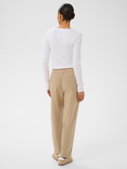 KAFFE Anaya Mid Rise Ankle Length Trousers, Sand - view 2, Classic Sand