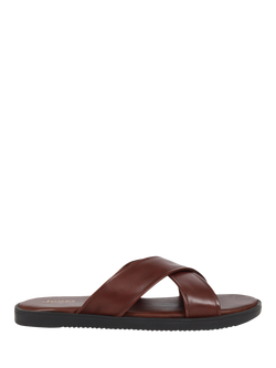 Jones Bootmaker Whitehaven Leather Slider Sandals, Black, Dark Brown