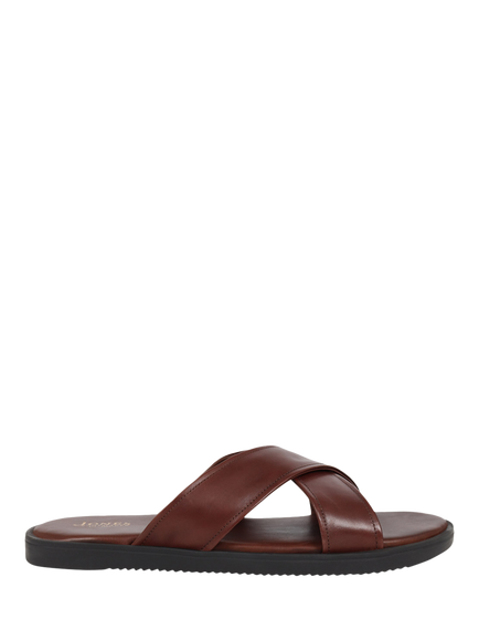 Jones Bootmaker Whitehaven Leather Slider Sandals, Black, Dark Brown