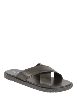 Jones Bootmaker Whitehaven Leather Slider Sandals, Black - view 2, Black