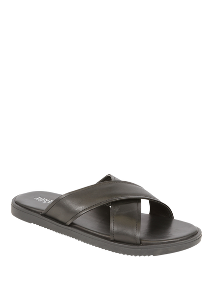 Jones Bootmaker Whitehaven Leather Slider Sandals, Black - view 2, Black