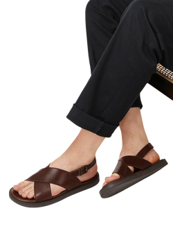 Jones Bootmaker Westbury Leather Buckle Sandals - view 2, Dark Brown