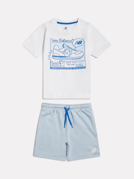 New Balance Kids' T-Shirt and Drawstring Shorts Set, Nb Bright White, Nb Bright White