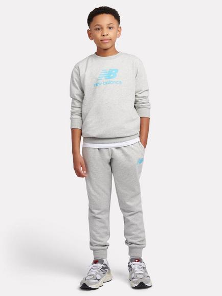 New Balance Kids' French Terry Crew Jumper and Jogger Set, Grey Heather, Athletic Grey Heather