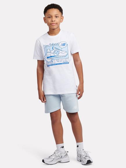 New Balance Kids' Graphic T-Shirt and Shorts Set, Bright White/Blue, Bright White/Blue