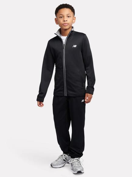 New Balance Kids'  1/4 Zip Funnel Top and Joggers Set, Caviar, Caviar