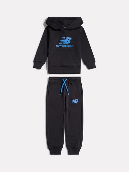 New Balance Kids' Stacked Logo Hoodie and Joggers Set, Caviar, Caviar