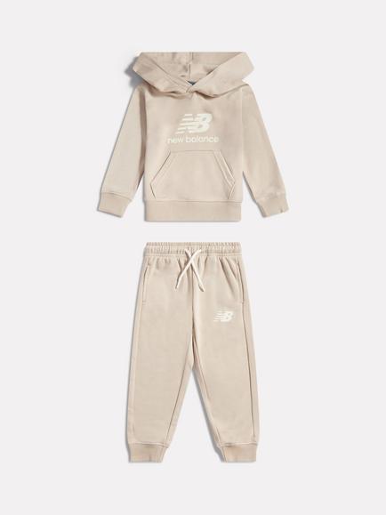 New Balance Kids' Stacked Logo Hoodie and Joggers Set, Timberwolf, Timberwolf