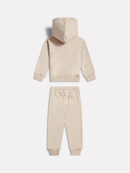 New Balance Kids' Stacked Logo Hoodie and Joggers Set, Timberwolf - view 2, Timberwolf