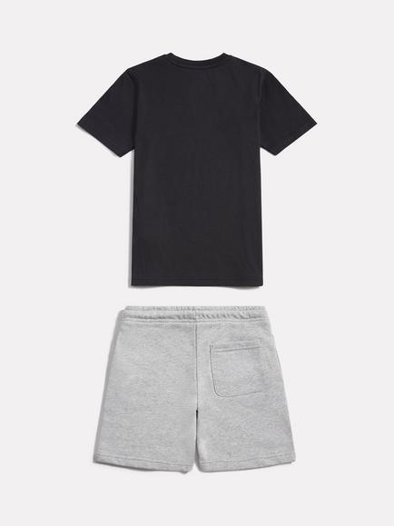 New Balance Kids' Stacked Logo T-Shirt and Shorts Set, Caviar - view 2, Caviar