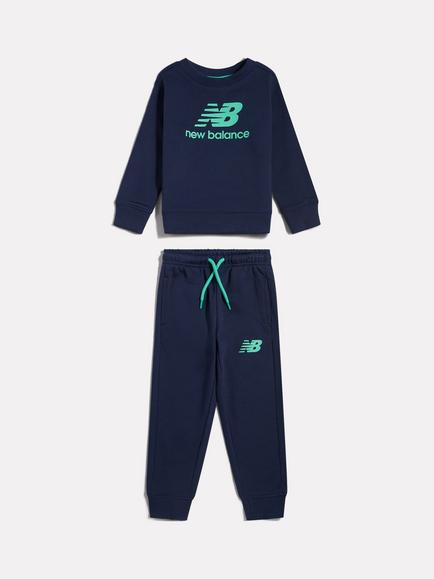 New Balance Kids' Stacked Logo Crew Jumper and Joggers Set, Navy, Nb Navy