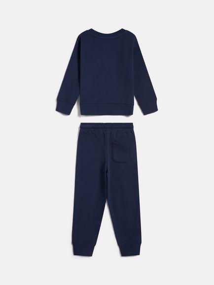 New Balance Kids' Stacked Logo Crew Jumper and Joggers Set, Navy - view 2, Nb Navy